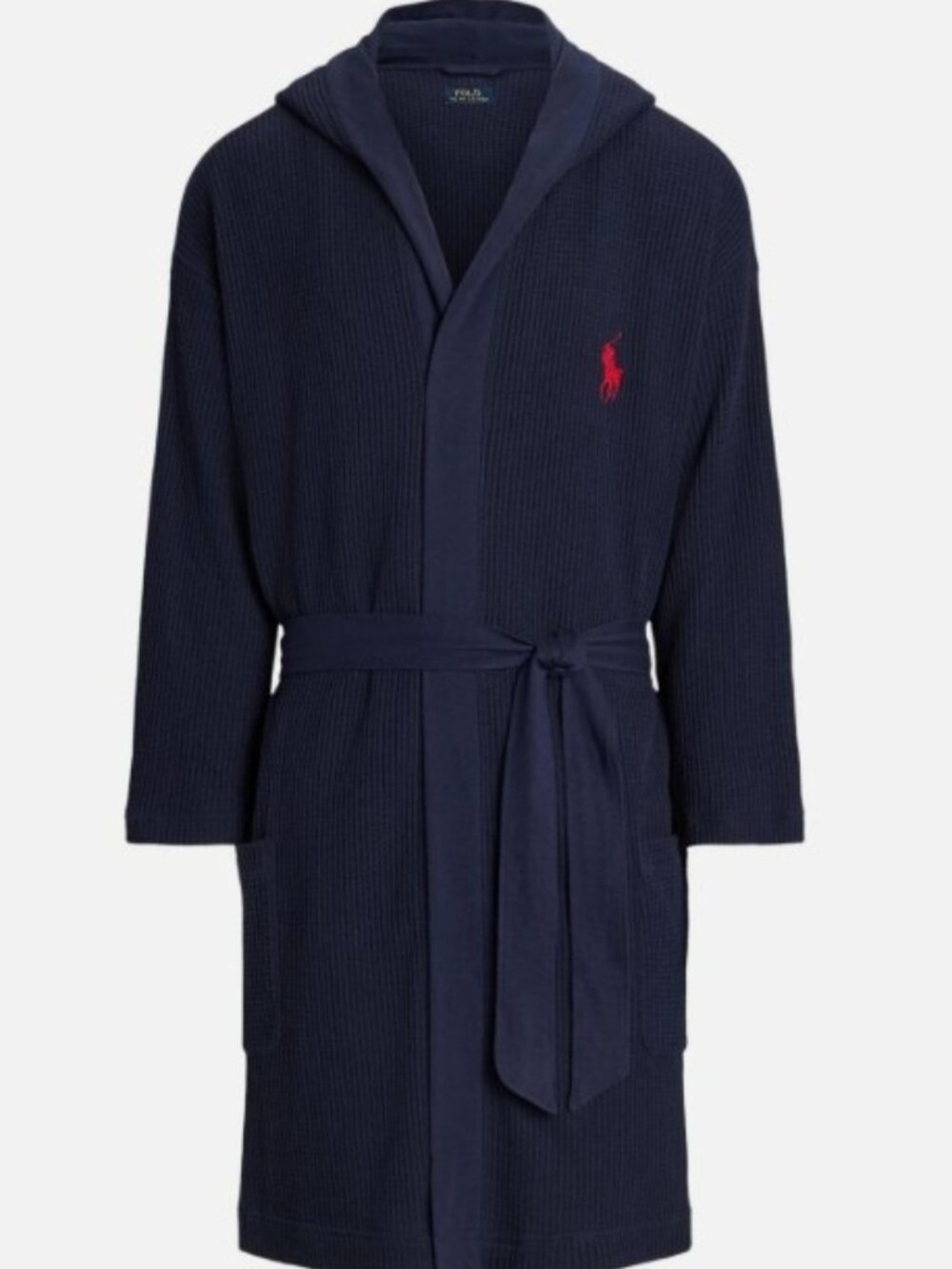 Polo Ralph Lauren Mens Thermal Hooded Robe CRUISE NAVYRL2000 RED POLO PL LXL